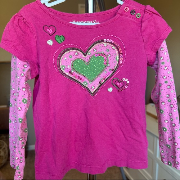 Sonoma Other - Sonoma Pink Long Sleeve Shirt with Green Heart Design